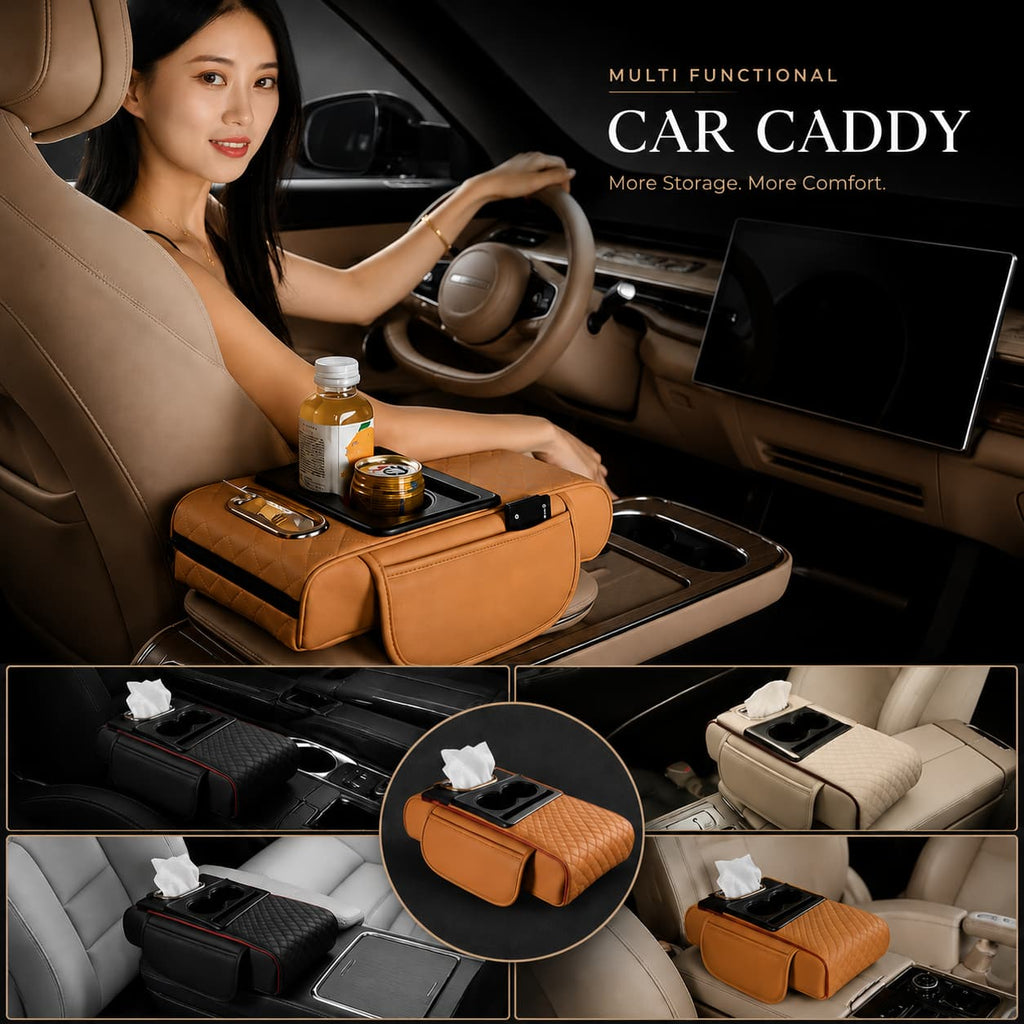 Car caddy: The 4-in-1 Armrest Booster & Organiser