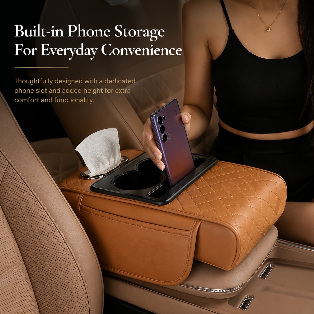 Car caddy: The 4-in-1 Armrest Booster & Organiser