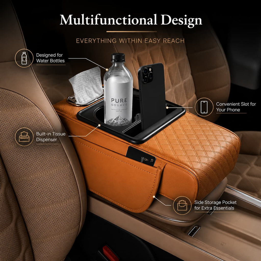 Car caddy: The 4-in-1 Armrest Booster & Organiser