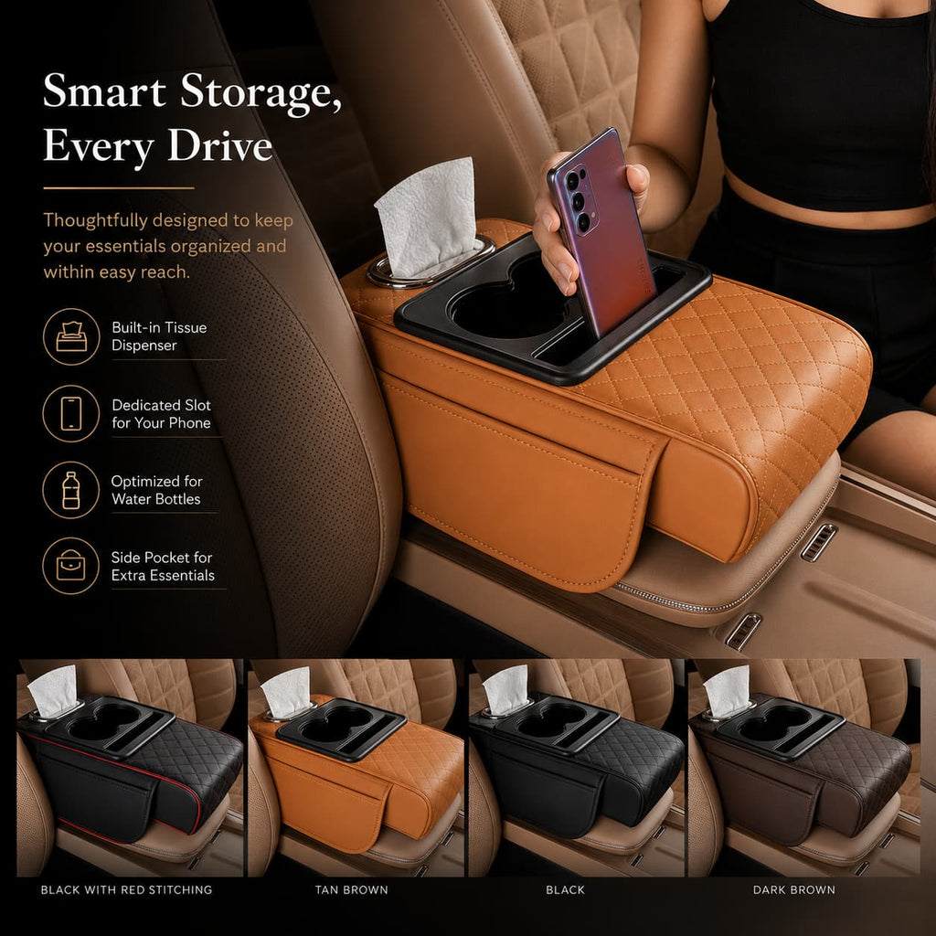 Car caddy: The 4-in-1 Armrest Booster & Organiser